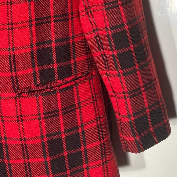 Norton McNaughton Vintage SZ 12 Red & Black Plaid Wool Blazer Academia Timeless - Picture 4 of 8